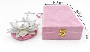 Imperial Brass Store <b>Silver</b> Plated Aluminium Akhand Diya Bell Traditional Oil <b>Lamp</b> Handmade Casting Decorative Gift Box for - Product Image 2
