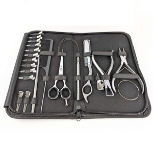 Hair Extension Tool Kit Professional Stainless Steel Pliers Scissors Comb Clips Loop <b>Needle</b> <b>Beads</b> Durable Hair Extension - Product Image 3