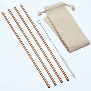 <b>Reusable</b> Copper Sipper <b>Straws</b> Bent Metal Drinking Tube Set for Smoothies Milkshakes Cocktails and Cold Beverages - Product Image 4