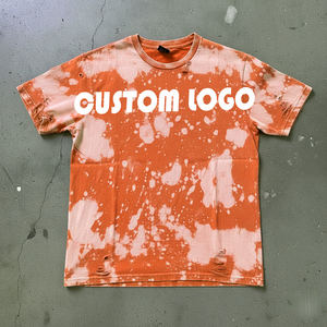 เสื้อยืดปักลายแบบ OEM สไตล์วินเทจ ประดับด้วยคริสตัล พิมพ์ลายด้วยเทคนิค DTG ล้างสีแบบ Acid Wash ให้ดูซีดจางแบบโดนแดด สำหรับผู้ชาย - Product Image 1