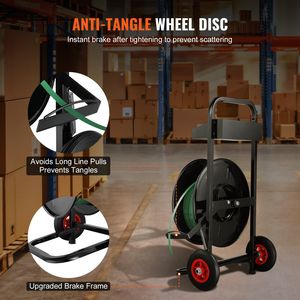 Carrello Dispenser per Reggiatura Resistente con Nucleo da 8 Pollici, Antiscivolo, per Bobine di Reggiatura in PET/PP/Fibra - Product Image 4