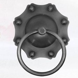 Timbre de puerta con anillo redondo, diseño antiguo con recubrimiento de polvo negro, tallado a mano, creativo, de aspecto simple y elegante. - Product Image 1