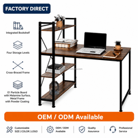 Bureau d'ordinateur avec étagère intégrée à quatre niveaux, structure à croisillons, OEM ODM, pour la maison, le bureau, l'étude, poste de travail