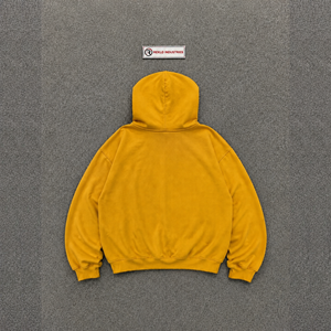 เสื้อฮู้ดดี้โอเวอร์ไซส์พรีเมียมสำหรับผู้ชาย ปรับแต่งได้ ปักลายได้ ผ้าฝ้ายสีเหลือง เฟรนช์เทอร์รี่ สตรีทแวร์ ดีไซน์กระเป๋าเก๋ไก๋ - Product Image 6