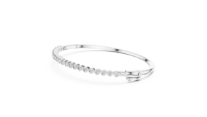 AFFORDABLE LAB GROWN ROUND DIAMOND <b>BANGLE</b> WITH SAFETY LOCK <b>SET</b> IN 18KT SOLID WHITE <b>GOLD</b> FOR GIFTING PARTY WEAR EVERYDAY WEAR - Product Image 5