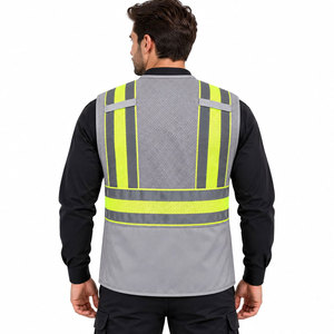Gilet haute visibilité multi-poches de haute qualité, gilet réfléchissant personnalisé, sécurité nocturne, travaux routiers - Product Image 5