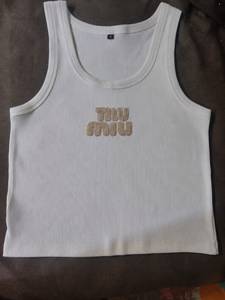 <b>White</b> Ribbed Baby Tank Top Beaded Flower Embroidery <b>Vest</b> Knit <b>Bodysuit</b> for Girls - Product Image 3