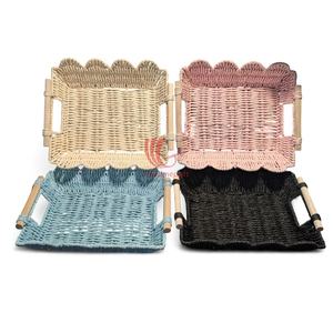 ¡Gran venta! Bandeja de cuerda de papel de paja ecológica hecha a mano, cesta de servicio multiusos reciclable al por mayor - Product Image 4