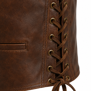 Chaleco de Cuero Occidental Personalizado para Hombre al por Mayor con Panel Bordado y Cierre de Cremallera, Sin Mangas, Estilo Casual de Verano - Product Image 6