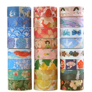 Cinta Washi impresa personalizada para chica, cinta adhesiva con dibujo de fresa rosa, flor de cerezo, a cuadros, proveedor de rollo - Product Image 1