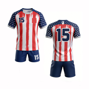 Ensemble de maillots de football pour hommes, rayé noir, gris, rouge, 15, à manches courtes, évacuant l'humidité, coupe athlétique, toutes saisons - Product Image 2
