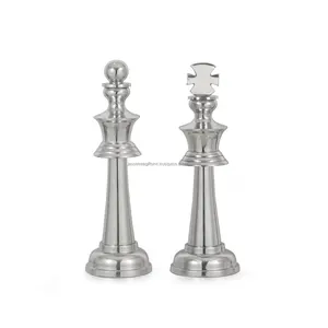 מדבקות שחמט פסל אלומיניום עם גימור פולני מבריק צורה עגולה עיצוב מפואר באיכות גבוהה לקישוט הבית סט של 2