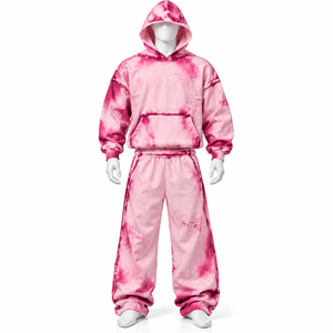 New Style Hooded Tracksuit Set Solid Color Casual Full Length 100% Cotton Oversized Tracksuit Set <b>For</b> <b>Sale</b> - Product Image 2