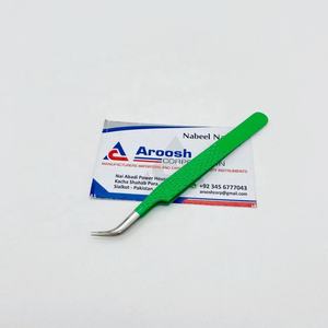 Pince à épiler professionnelle en acier inoxydable massif, courbe en J, avec pointe en fibre à prise diamantée, couleur verte, durable et éco-responsable, pour la vente en gros - Product Image 6