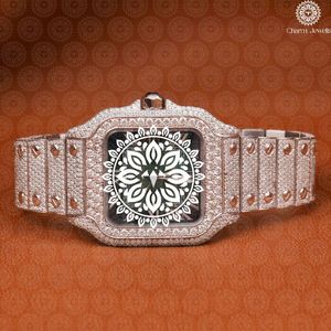 ชาร์ม_จิวเวลส์นาฬิกาข้อมือสตรีสแตนเลสทรงสี่เหลี่ยมพร้อมกรอบเพชรคริสตัลแซฟไฟร์อะนาล็อกควอตซ์แฟชั่นหรูหรา - Product Image 1