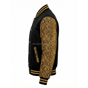 Chaqueta Varsity Personalizada al por Mayor con Bordado de Béisbol, Cuello Alto, Transpirable, Resistente al Viento, Mangas de Lana con Impresión DTG para Hombre - Product Image 3