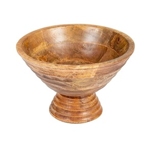 Bol en bois polyvalent sur piétement pour servir des fruits, des collations, des friandises, des objets décoratifs et créer des présentations de table élégantes - Product Image 1