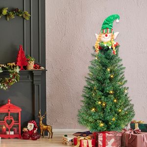 Albero di Natale Realistico Pieghevole Verde da Esterno in PE con 129 Rami in PVC, Supporto in Ferro e Decorazione Babbo Natale, 90 cm - Product Image 3
