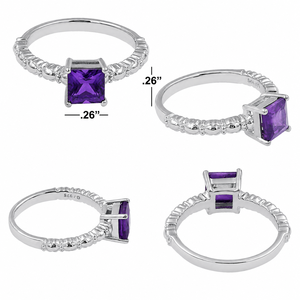 Gourik 925 Sterling <b>Silver</b> Sky Blue Topaz Engagement <b>Ring</b> Square Blue Gemstone Women's Classic Style <b>Ring</b> - Product Image 6