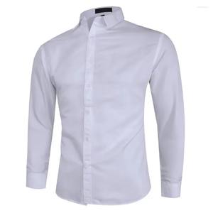Camisa clásica de manga larga a rayas para hombre, camisa informal ajustada de manga larga para hombre, camisa de manga larga de alta elasticidad para hombre, ropa de trabajo para hombre - Product Image 1