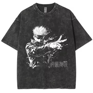 เสื้อยืดแขนสั้นพิมพ์ลายการ์ตูนไซส์ใหญ่สำหรับผู้ชาย คอกลม ผ้าเจอร์ซีย์ลำลอง 100% ผ้าฝ้าย ดีไซน์โลโก้ด้านหน้า - Product Image 4