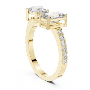 Bague Intelligente en Or Massif 14K de Qualité Supérieure avec Diamant de Laboratoire de 1 Carat Taille Poire Émeraude et Pierres Latérales Rondes, Certifiée IGI - Product Image 4