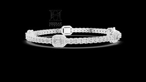Luxury Emerald Cut Diamond Tennis Bracelet 14K 18K White Gold Lab Grown Diamond IGI Certified Halo Link Bracelet for Women - Product Image 2