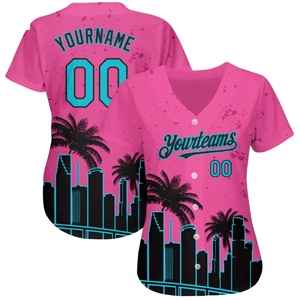 Logo d'équipe personnalisé Haut de baseball boutonné de grande taille respirant 100% polyester tendance avec logo avant et impression de numéros - Product Image 6