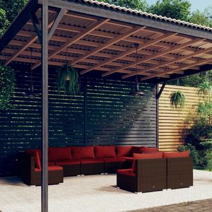 Ensemble de salon de jardin en rotin PE brun avec structure en acier thermolaqué, mobilier d'extérieur de qualité - Product Image 1