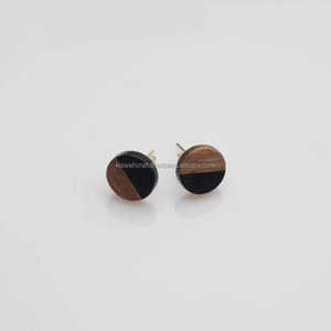 Pendientes de tuerca de resina de madera irregulares geométricos bohemios de moda para mujer para ocasiones de boda joyería de oreja de resina acrílica - Product Image 5