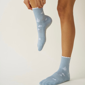 <b>Custom</b> Logo Non Slip Pilates <b>Socks</b> Breathable Cotton Blend <b>Grip</b> Yoga Crew <b>Socks</b> for Indoor Workouts - Product Image 3
