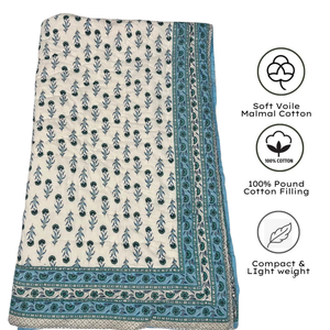Couette en coton Jaipur imprimée à la main, motif floral coloré, réversible, pour lit simple, style bohème vintage, écologique, 300 fils/cm², pour la maison - Product Image 2