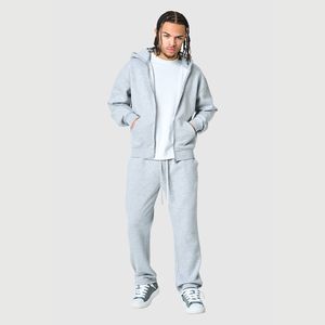 Sudadera con Capucha Gris con Cierre para Hombre Rubabull, Pantalones Deportivos de Felpa Francesa de Algodón, Ropa Casual de Otoño Unisex Personalizable - Product Image 1