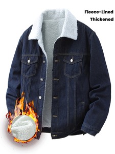 New Fashion Design High Quality Men Denim <b>Jacket</b> Wholesale Custom Made Men's Denim Men's Sherpa Lining Windproof Button Closure - Product Image 1