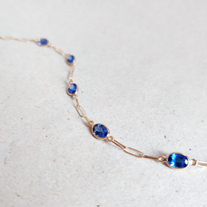 Trendy Natural Blue Sapphire <b>Gemstone</b> Bezel 925 Silver 18k Gold Plated Chain Adjustable Wedding Party Gift Women Charm <b>Bracelet</b> - Product Image 6