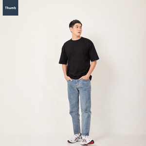 Áo Thun Kéo Sợi Tròn 100% Cotton Chấ<span class=keywords><strong>t</strong></span> Lượng Cao Vải Nặng Có Logo <span class=keywords><strong>T</strong></span>ùy Chỉnh OEM Màu Trơn Cho Nam - Product Image 2