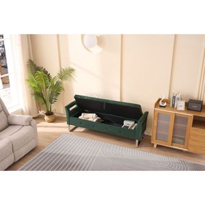 Panca Morbida in Velluto Verde da 172 cm con Braccioli e Vano Portaoggetti per Soggiorno, Ingresso e Camera da Letto - Product Image 6