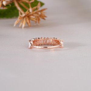 Elegante anillo de compromiso, boda, aniversario, uso diario, oro rosa, diamante talla esmeralda, anillo de eternidad, joyería de lujo para mujer - Product Image 6