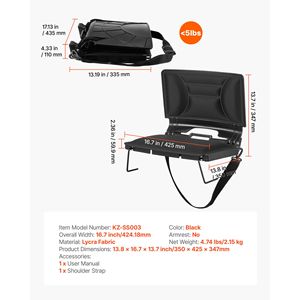 Sedile da Stadio Imbottito con Supporto per le Spalle, Sedia Pieghevole per Tribuna con Schienale Imbottito e Poggiacollo - Product Image 3