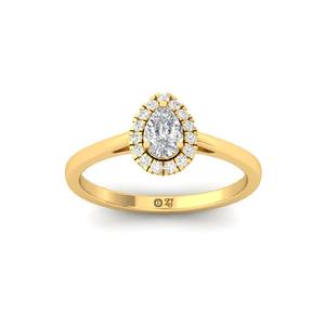 Luxury Pear Cut Round Lab Grown Diamond <b>Solitaire</b> <b>Ring</b> 925 Sterling <b>Silver</b> 10K Gold Plated Finish for Women Wedding/Anniversary - Product Image 1