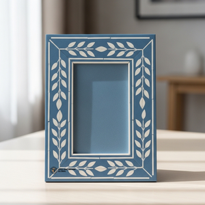 Cadre photo décoratif en os bleu incrusté, design artisanal fait main - Product Image 1