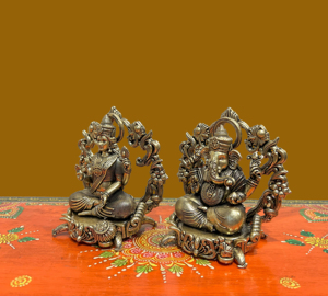 Juego de Estatuas de Lakshmi y Ganesh de Latón Hechas a Mano, Ídolo del Dios Hindú, Decoración Religiosa para el Hogar - Product Image 2