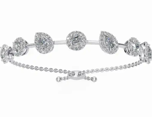 Bracelet ajustable Isabella Unity en forme de poire et de rond, 3,751 carats, 109 pierres, or jaune, rose et blanc 9k, 14k, 18k, luxe, formes multiples - Product Image 1
