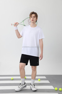 Unisex 170gsm Polyester Spandex Blended Quick Dry Plain Tee Casual Sports T-<b>Shirt</b> Logo Printing Solid Wholesale <b>Men's</b> T-<b>Shirts</b> - Product Image 3