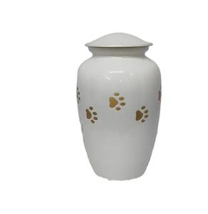 Elegante Urna Funeraria Blanca Perla para Cenizas Humanas, Urna Conmemorativa de Latón Hecha a Mano - Product Image 1