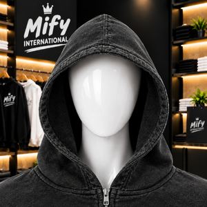 Sweat à capuche noir vintage pour homme avec fermeture éclair, détails en strass et logo sur la poitrine, design streetwear - Product Image 5