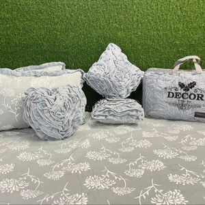 Ensemble de literie élégant pour lit double, 6 pièces, en polycoton, 100% polyester, ensemble complet de draps, respirant et confortable - Product Image 1