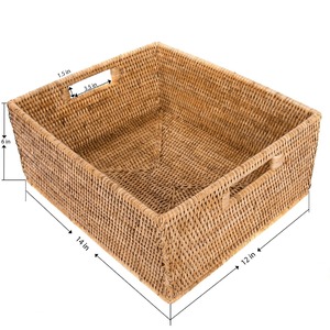 Cesta rectangular familiar de ratán, cesta de almacenamiento hecha a mano, venta al por mayor, ecológica, hecha en Vietnam - Product Image 3