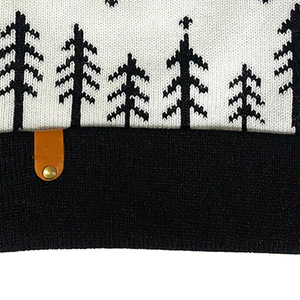 ODM Venta al por Mayor Gorro de Punto Personalizado con Logotipo Unisex de Lana/Algodón de Color Sólido Negro Blanco con Etiqueta, Estilo Vintage con Patrón de Puntos para Invierno - Product Image 5