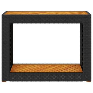 Tavolino da giardino in Poly Rattan nero con 39.4 in legno \ "x15.7 \" x29.5 \ "tavoli da esterno - Product Image 6